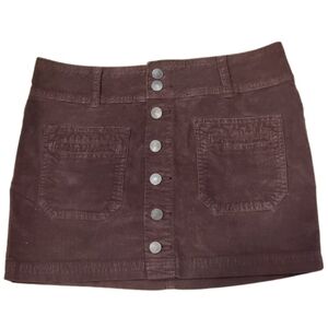 Free People Button-Front Corduroy Mini Skirt | Chocolate Brown | Size 25